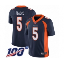 Men's Denver Broncos #5 Joe Flacco Navy Blue Alternate Vapor Untouchable Limited Player 100th Season Football Jersey
