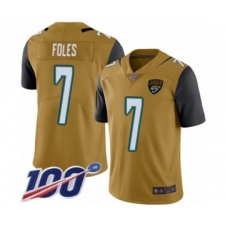Men's Jacksonville Jaguars #7 Nick Foles Limited Gold Rush Vapor Untouchable 100th Season Football Jersey