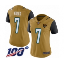 Women's Nike Jacksonville Jaguars #7 Nick Foles Limited Gold Rush Vapor Untouchable 100th Season NFL Jersey