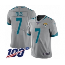 Youth Jacksonville Jaguars #7 Nick Foles Silver Inverted Legend Limited 100th Season Football Jersey