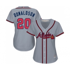 Women's Atlanta Braves #20 Josh Donaldson Replica Grey Road Cool Base Baseball Jersey