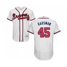 Men's Atlanta Braves #45 Kevin Gausman White Home Flex Base Authentic Collection Baseball Jersey