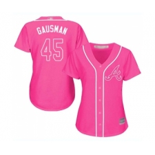 Women's Atlanta Braves #45 Kevin Gausman Replica Pink Fashion Cool Base Baseball Jersey