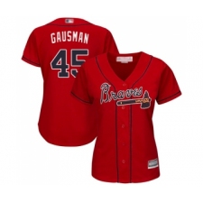 Women's Atlanta Braves #45 Kevin Gausman Replica Red Alternate Cool Base Baseball Jersey