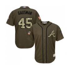 Youth Atlanta Braves #45 Kevin Gausman Authentic Green Salute to Service Baseball Jersey