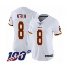 Women's Washington Redskins #8 Case Keenum White Vapor Untouchable Limited Player 100th Season Football Jersey