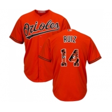 Men's Baltimore Orioles #14 Rio Ruiz Authentic Orange Team Logo Fashion Cool Base Baseball Jersey