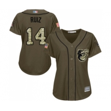Women's Baltimore Orioles #14 Rio Ruiz Authentic Green Salute to Service Baseball Jersey