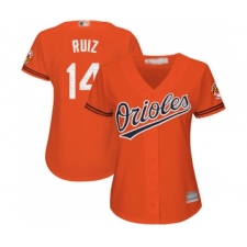 Women's Baltimore Orioles #14 Rio Ruiz Replica Orange Alternate Cool Base Baseball Jersey