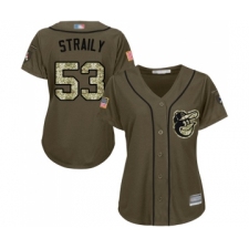 Women's Baltimore Orioles #53 Dan Straily Authentic Green Salute to Service Baseball Jersey