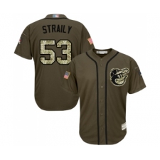 Youth Baltimore Orioles #53 Dan Straily Authentic Green Salute to Service Baseball Jersey
