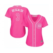Women's Chicago Cubs #3 Daniel Descalso Authentic Pink Fashion Baseball Jersey