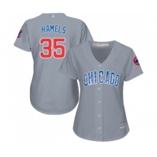 Women's Chicago Cubs #35 Cole Hamels Authentic Grey Road Baseball Jersey