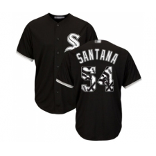 Men's Chicago White Sox #54 Ervin Santana Authentic Black Team Logo Fashion Cool Base Baseball Jersey