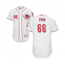 Men's Cincinnati Reds #66 Yasiel Puig White Home Flex Base Authentic Collection Baseball Jersey