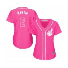 Women's Cleveland Indians #2 Leonys Martin Replica Pink Fashion Cool Base Baseball Jersey