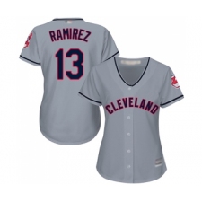 Women's Cleveland Indians #13 Hanley Ramirez Replica Grey Road Cool Base Baseball Jersey