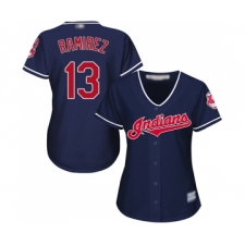 Women's Cleveland Indians #13 Hanley Ramirez Replica Navy Blue Alternate 1 Cool Base Baseball Jersey