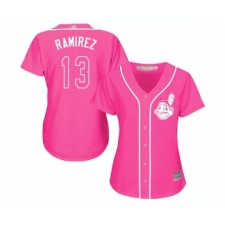 Women's Cleveland Indians #13 Hanley Ramirez Replica Pink Fashion Cool Base Baseball Jersey