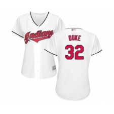 Women's Cleveland Indians #32 Zach Duke Replica White Home Cool Base Baseball Jersey