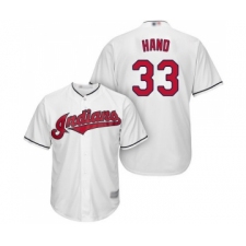 Men's Cleveland Indians #33 Brad Hand Replica White Home Cool Base Baseball Jersey