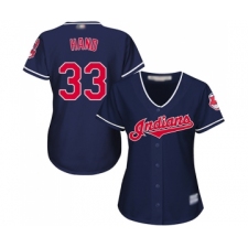 Women's Cleveland Indians #33 Brad Hand Replica Navy Blue Alternate 1 Cool Base Baseball Jersey
