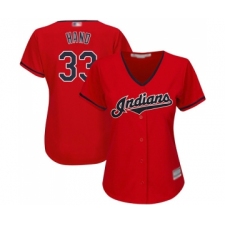Women's Cleveland Indians #33 Brad Hand Replica Scarlet Alternate 2 Cool Base Baseball Jersey