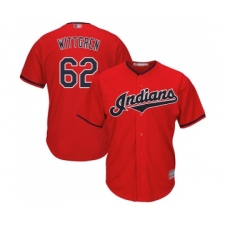 Men's Cleveland Indians #62 Nick Wittgren Replica Scarlet Alternate 2 Cool Base Baseball Jersey