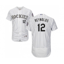 Men's Colorado Rockies #12 Mark Reynolds White Home Flex Base Authentic Collection Baseball Jersey