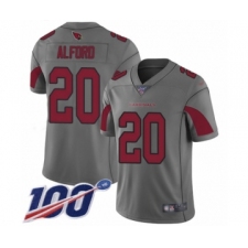 Men's Arizona Cardinals #20 Robert Alford Limited Silver Inverted Legend 100th Season Football Jersey