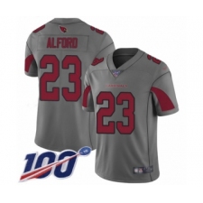 Men's Arizona Cardinals #23 Robert Alford Limited Silver Inverted Legend 100th Season Football Jersey