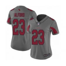 Women's Arizona Cardinals #23 Robert Alford Limited Silver Inverted Legend Football Jersey