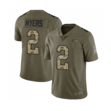 Men's Seattle Seahawks #2 Jason Myers Limited Olive Camo 2017 Salute to Service Football Jersey