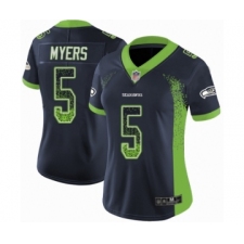 Women's Seattle Seahawks #5 Jason Myers Limited Navy Blue Rush Drift Fashion Football Jersey