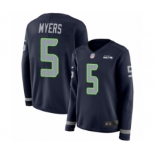 Women's Seattle Seahawks #5 Jason Myers Limited Navy Blue Therma Long Sleeve Football Jersey