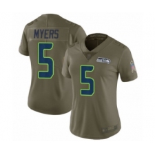 Women's Seattle Seahawks #5 Jason Myers Limited Olive 2017 Salute to Service Football Jersey