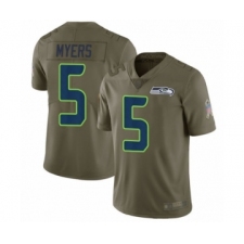 Youth Seattle Seahawks #5 Jason Myers Limited Olive 2017 Salute to Service Football Jersey