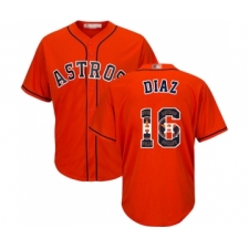 Men's Houston Astros #16 Aledmys Diaz Authentic Orange Team Logo Fashion Cool Base Baseball Jersey