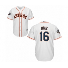 Youth Houston Astros #16 Aledmys Diaz Authentic White Home Cool Base 2019 World Series Bound Baseball Jersey