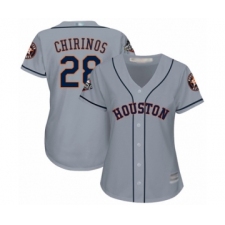 Women's Houston Astros #28 Robinson Chirinos Authentic Grey Road Cool Base 2019 World Series Bound Baseball Jersey