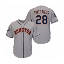 Youth Houston Astros #28 Robinson Chirinos Authentic Grey Road Cool Base 2019 World Series Bound Baseball Jersey