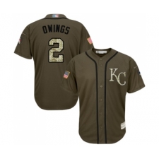 Youth Kansas City Royals #2 Chris Owings Authentic Green Salute to Service Baseball Jersey