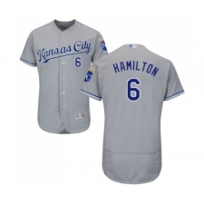 Men's Kansas City Royals #6 Billy Hamilton Grey Road Flex Base Authentic Collection Baseball Jersey