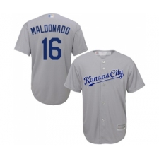 Men's Kansas City Royals #16 Martin Maldonado Replica Grey Road Cool Base Baseball Jersey