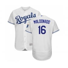 Men's Kansas City Royals #16 Martin Maldonado White Flexbase Authentic Collection Baseball Jersey