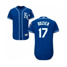 Men's Kansas City Royals #17 Hunter Dozier Royal Blue Alternate Flex Base Authentic Collection Baseball Jersey