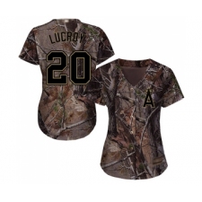 Women's Los Angeles Angels of Anaheim #20 Jonathan Lucroy Authentic Camo Realtree Collection Flex Base Baseball Jersey