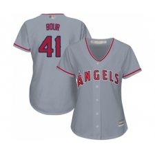 Women's Los Angeles Angels of Anaheim #41 Justin Bour Replica Grey Road Cool Base Baseball Jersey
