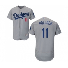 Men's Los Angeles Dodgers #11 A. J. Pollock Gray Alternate Flex Base Authentic Collection Baseball Jersey