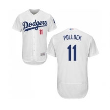 Men's Los Angeles Dodgers #11 A. J. Pollock White Home Flex Base Authentic Collection Baseball Jersey